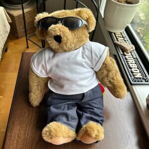New! Vermont Teddy Bear Cool Guy Bear with Sunglasses and Love Tattoo